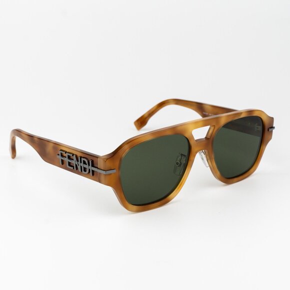 Fendi FENDIGRAPHY Men Sunglasses Square Havana Green FE40130F 55N BRAND NEW - Picture 4 of 10